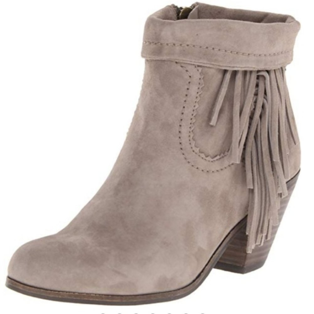 Sam Edelman Nude Leather Fringe Booties